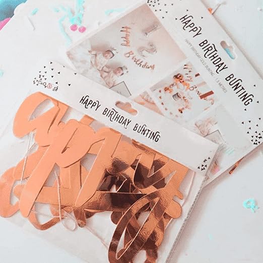 Happy Birthday Banner Cursive Letters - Rose Gold-4