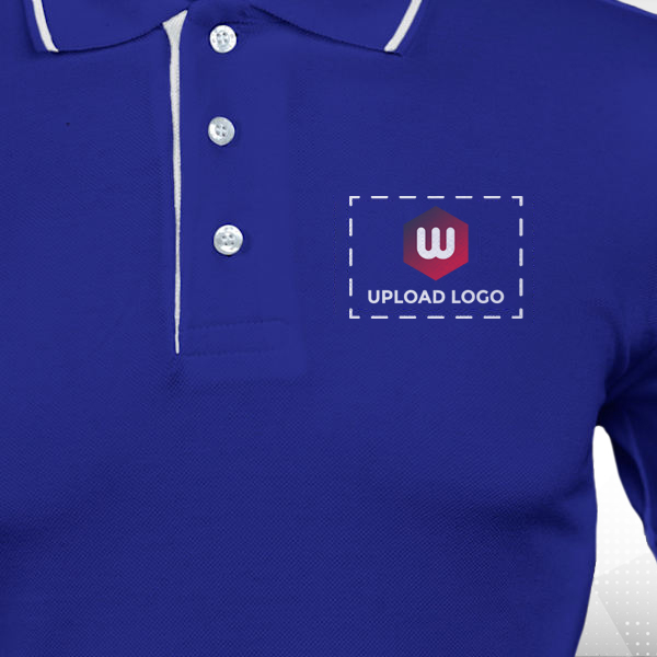 Highline Polo T-shirt for Men Royal Blue with White – Custom Logo Left Chest & Right Arm-1