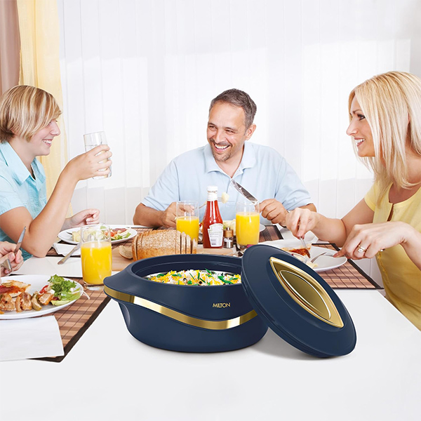 MILTON Pearl Inner Stainless Steel Jr. Casserole - Set of 3 (455 ml, 860 ml, 1270 ml) - Blue-2