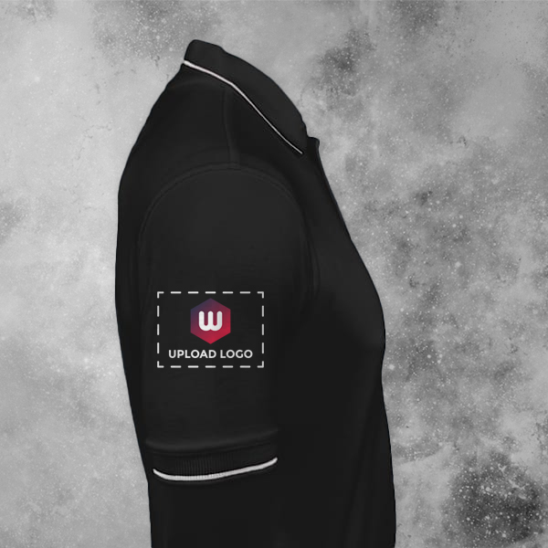 Highline Polo T-shirt for Men Black with White – Custom Logo Left Chest & Right Arm-1