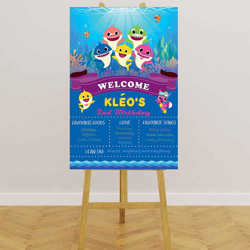 Baby Shark Birthday party with info Welcome Board