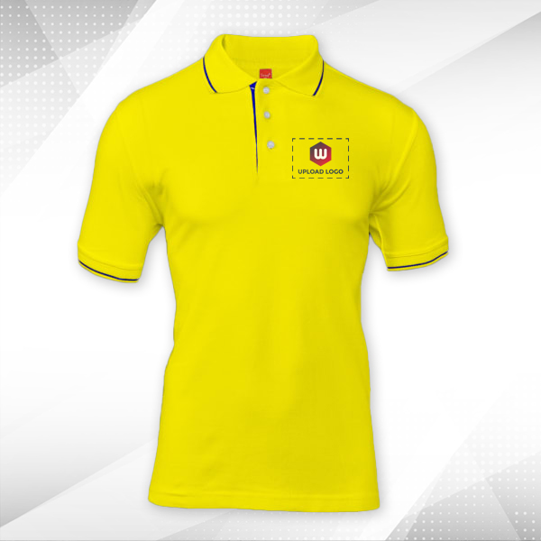 Scott Organic Cotton Polo T-Shirt for Men Yellow with Blue - Custom Logo Left Chest