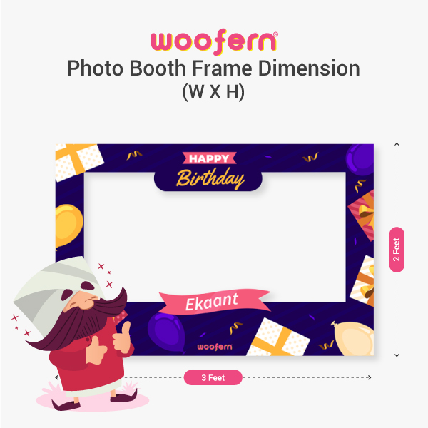 Selfie Booth for Birthday with Custom Name - Size-3*2 ft-4