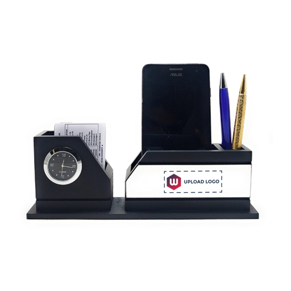 Wooden Desk Table Organizer, Mobile Stand, Pen Stand, Card Holder, Table Clock, Watch Stand