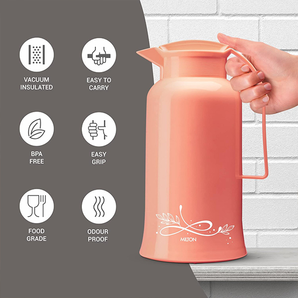 MILTON Souvenir Gift Set Peach 1500 Casserole 1.38 ml and Crystal 1000 Flask - 970 ml-4