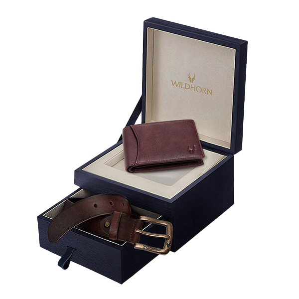 WILDHORN NOGALES Leather Wallet & Belt Gift Set (Royal Maroon)