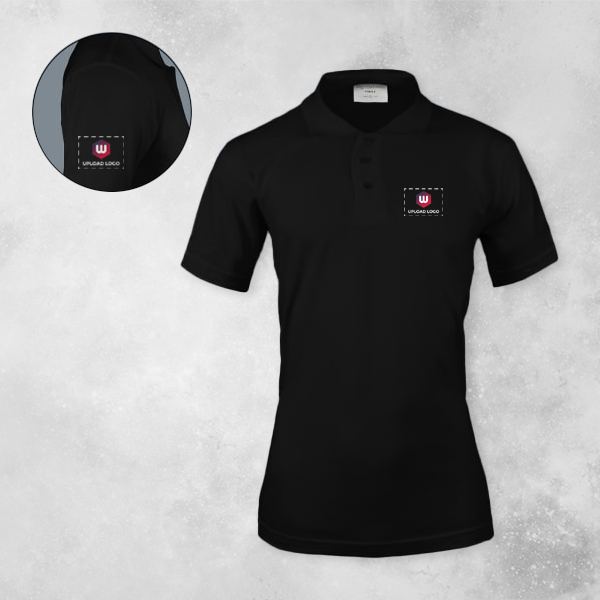 Embroidered Classic Polo T-shirt for Women Black – Custom Logo Left Chest & Right Arm