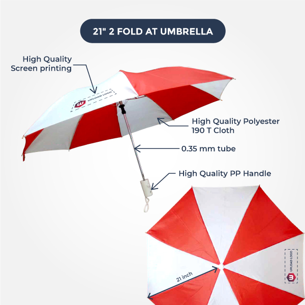 2 Fold AT Promotional Umbrella Customizable - 21 inch-1