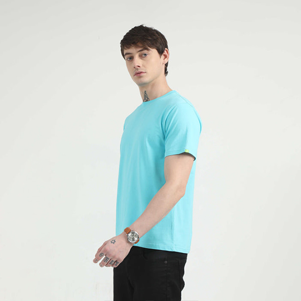 Caslay Organic Crew Neck T-Shirt (Curracao Blue)-1