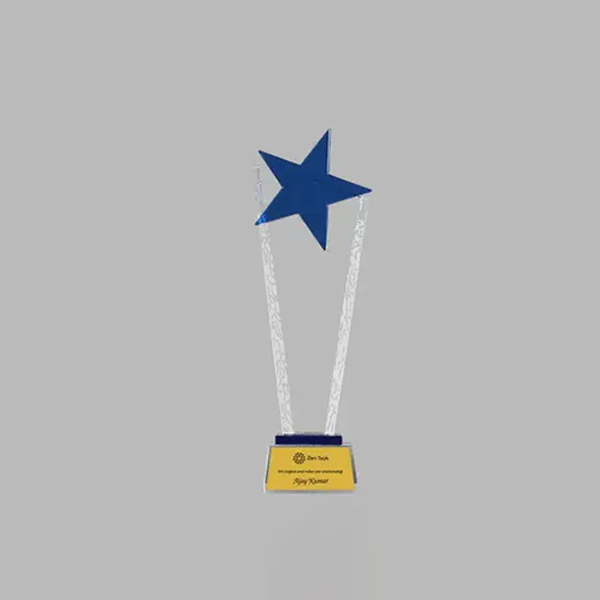 Apices Crystal Trophy - Celebrate Excellence with Dazzling Blue Star-0