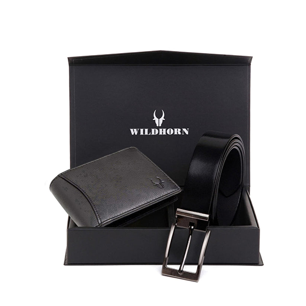 WILDHORN BATSVILLE Leather Wallet & Belt – Premium Gift for Men (Black)