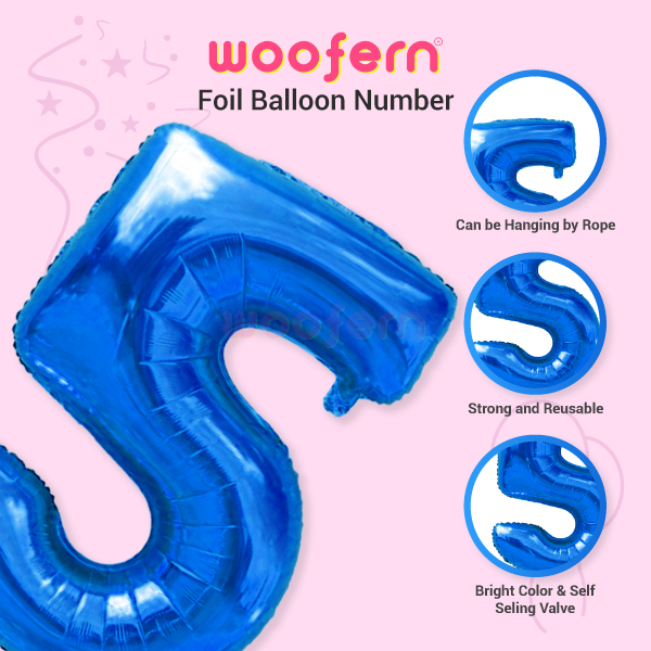 Blue Foil Balloon Number 5 - 16 inch-3