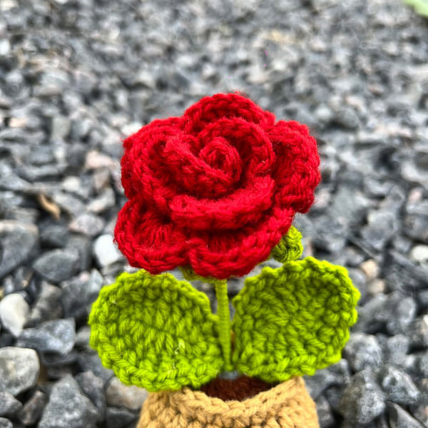 Handcrafted Crochet Red Rose-2