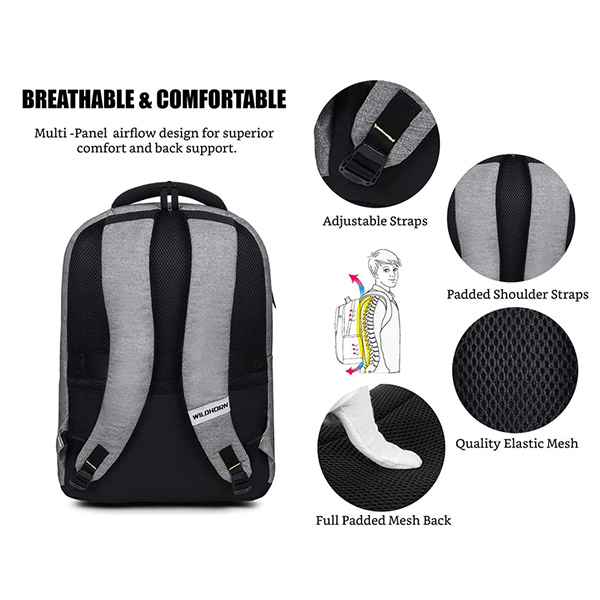 WILDHORN Munich Laptop Backpack (Grey Melange & Black)-4