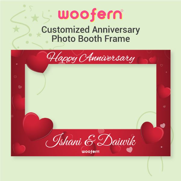 Red Heart Themed Selfie Photo Booth Frame with Your Name