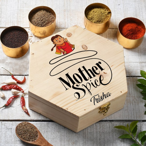 Personalized Wooden Spice Box for Mom-0