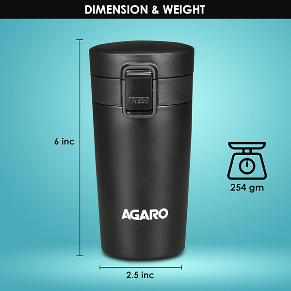 AGARO Elite Stainless Steel 300ML Travel Mug - Black-5