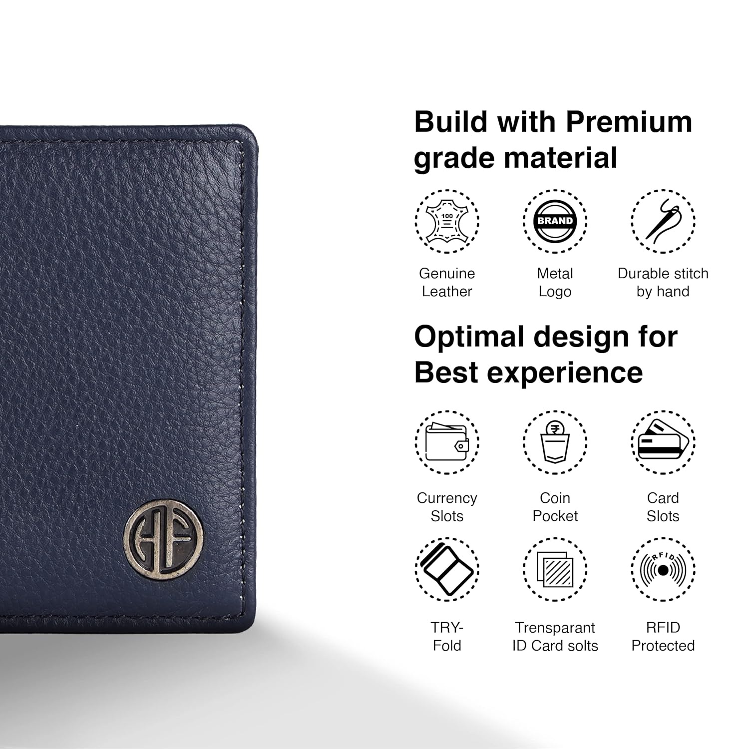 HF Men's Executive Leather Gift Set – Wallet, Keychain & Pen | Premium Corporate Gift (Matte Blue)-2