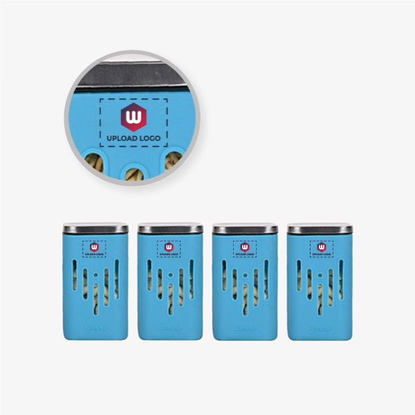 Glasafe HEALTHY MUNCHING COMBO Glass Container with Silicone Sleeve (250ml) 4pcs - Tranquil Teal