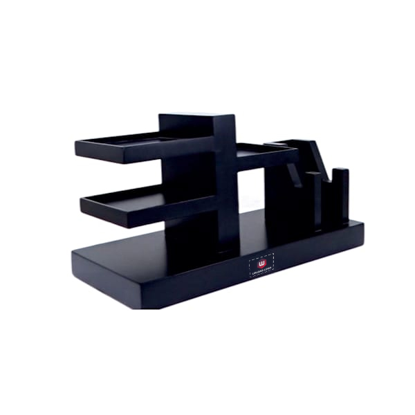 Black Desk Organizer for Office with Logo-1