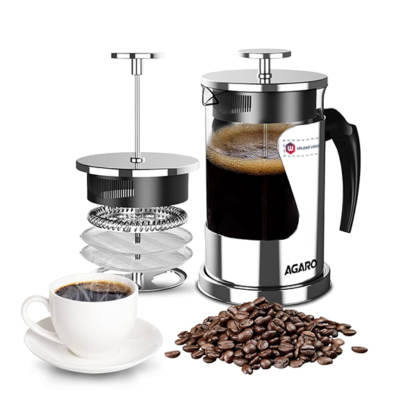 AGARO Crystal French Press Coffee Maker - 600 ML-0