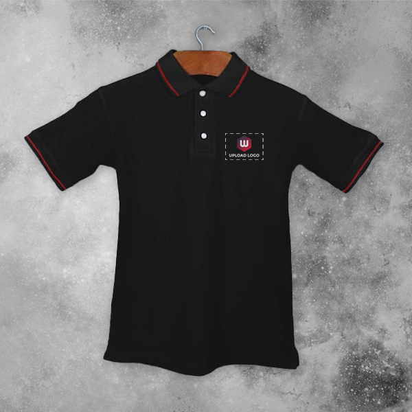 Scott Organic Cotton Polo T-Shirt for Men Black with Red - Custom Logo Left Chest & Right Arm-3