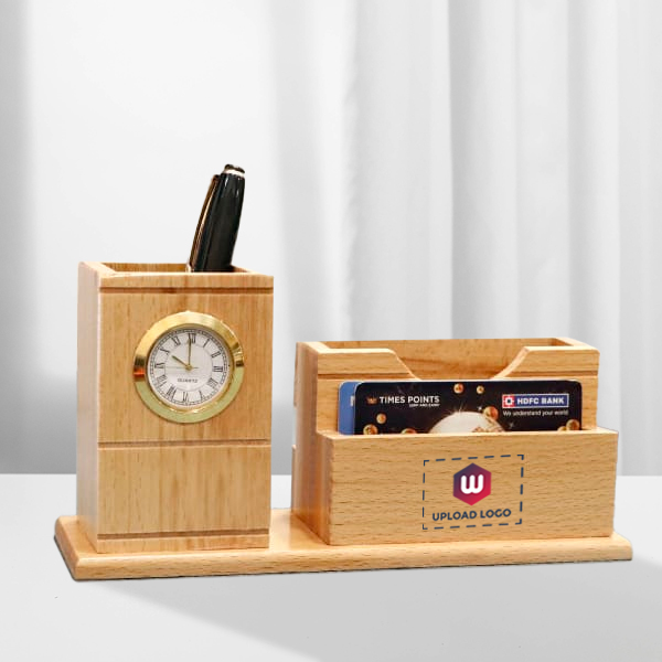 Pen Holder with Clock - Customized with Logo-1