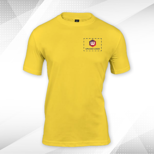 Skinta Fit Half Sleeve Round Neck T-Shirt for Men (Golden Yellow) - Custom Logo Left Chest