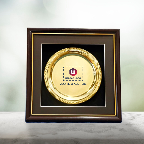 Custom Metal Plate in Wooden Frame with Logo & Message-0