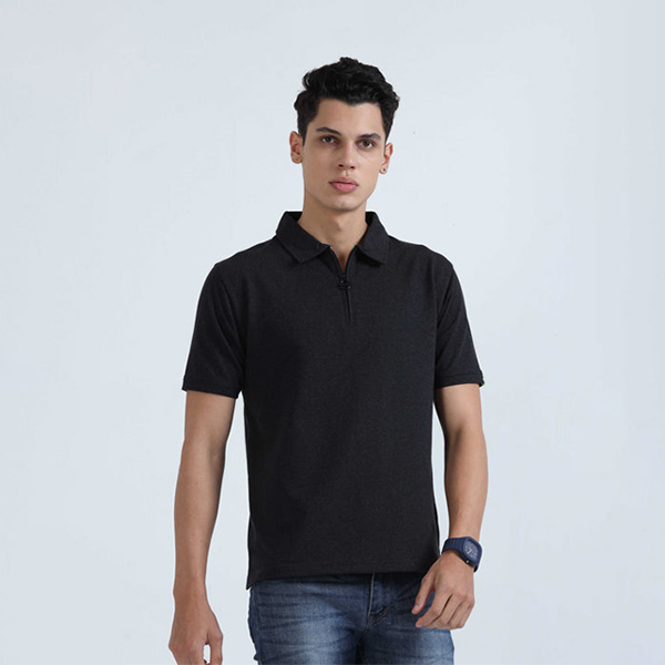 Caslay Sweat Polo T Shirt (Charcoal Melange)-1