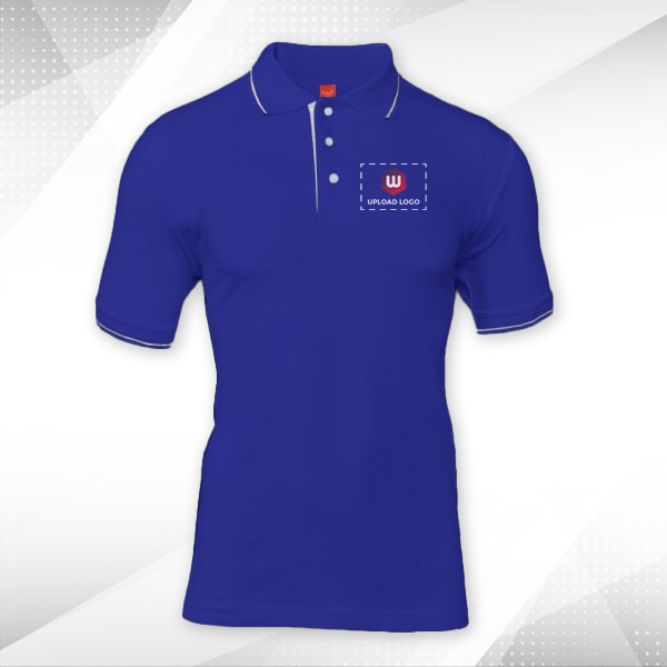 Scott Organic Cotton Polo T-Shirt for Men Royal Blue with White - Custom Logo Left Chest