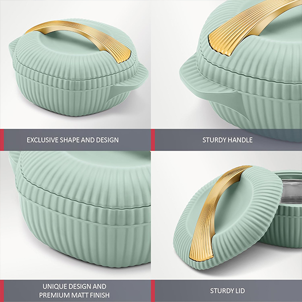 MILTON Oyster Jr. Gift Set PU Insulated Casserole- Set of 3 (500 ml, 1000 ml, 1500 ml) - Light Green-5