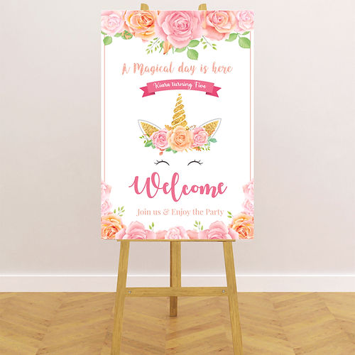 Unicorn-Themed Birthday Party Welcome Board
