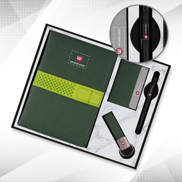 Personalized 4-in-1 Diary Executive Gift Set for Clients & Employees (Green)-0