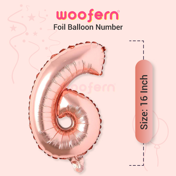 Rose Gold Foil Balloon  Number 6 - 16 inch-2