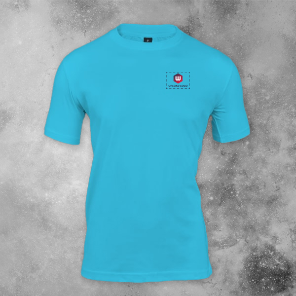 Skinta Fit Half Sleeve Round Neck T-Shirt for Men (Aqua Blue) - Custom Logo Left Chest