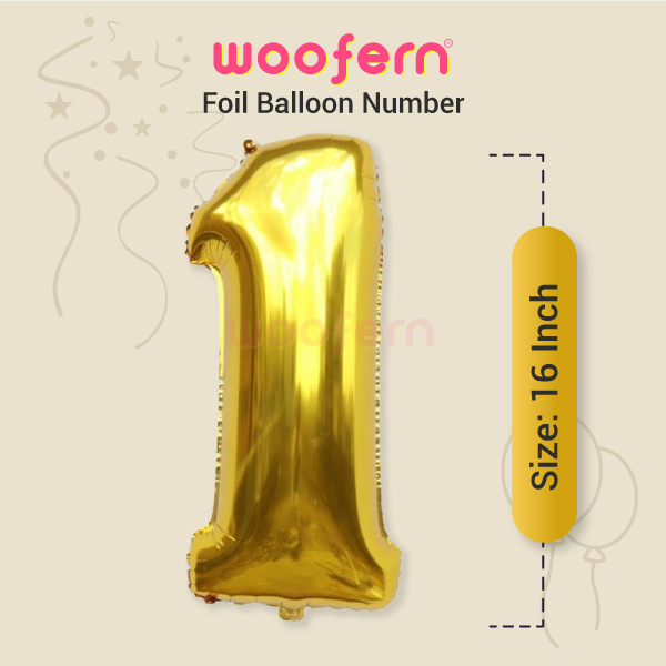 Golden Foil Balloon Number 1 16 inch-2