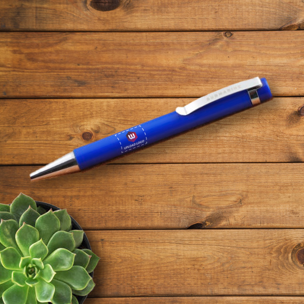 Vibrant Opaque Ball Pen (Blue)  - Personalized with Logo