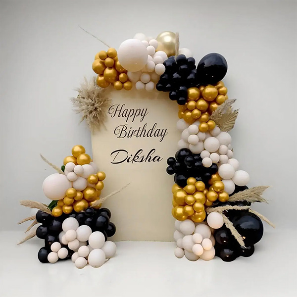 Luxury Black & Gold Birthday Balloon Arch-1
