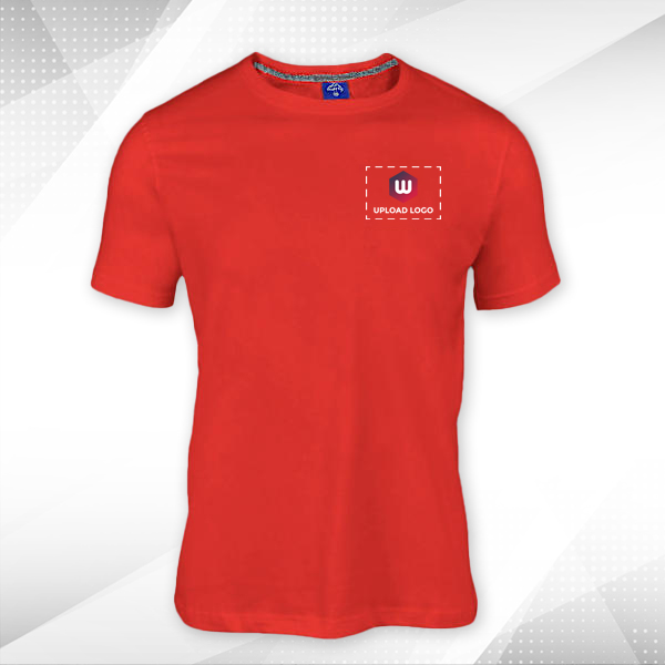 Ruffty Crew Neck Cotton T-shirt for Men Red - Custom Logo Left Chest