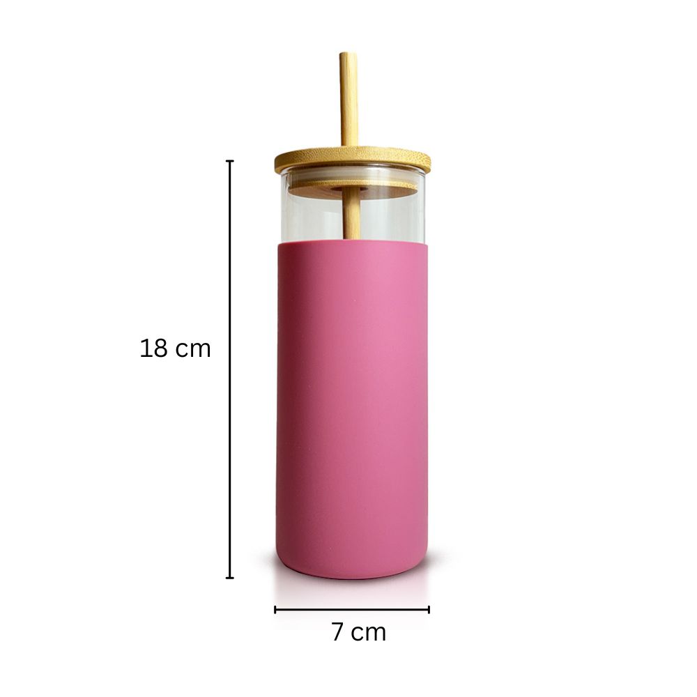 Glass Tumbler with Bamboo Lids & Protective Silicone Sleeves-3