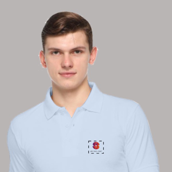 Embroidered FasTees Polo T-shirt for Men ( Ice Blue)-1