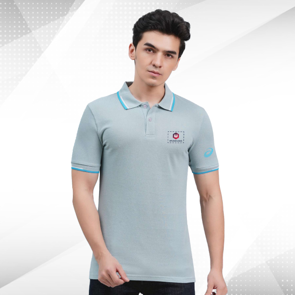ASICS Dual Tipping Polo T-Shirt - Customized with Logo (Light Steel)