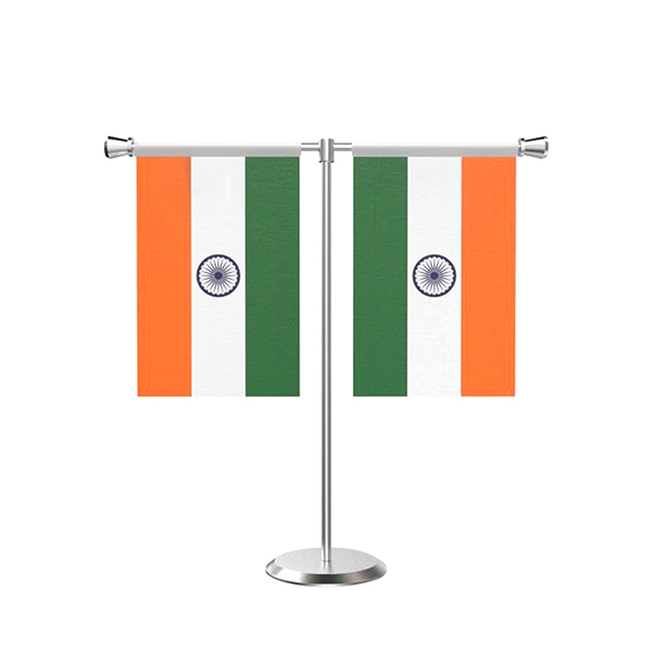T-Shaped Indian Table Flag with SS Base & 10 Inch Pole – 4x6 Flags Silk Tricolor for Desk & Décor-0
