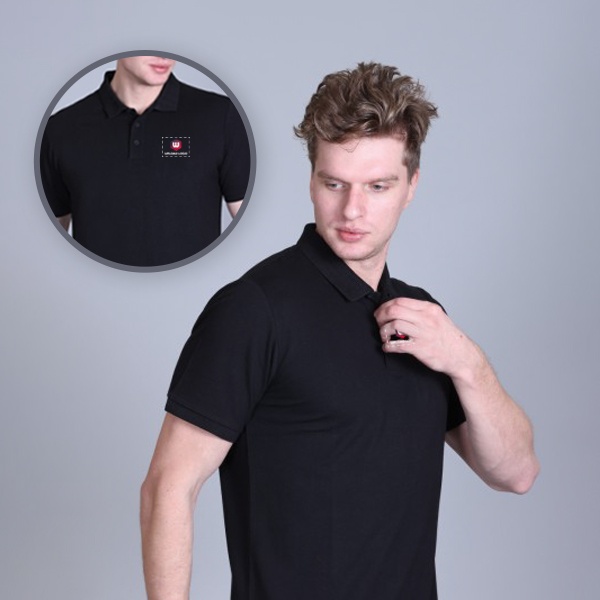 Jacquard Collar Solid - Black T-shirt