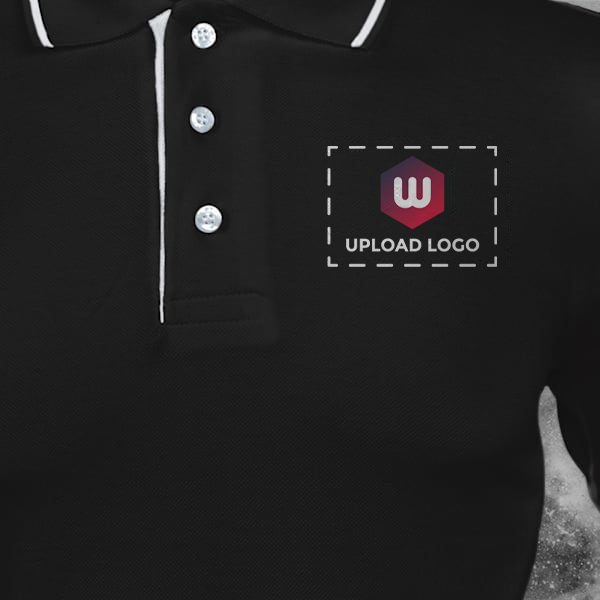Highline Polo T-shirt for Men Black with White – Custom Logo Left Chest & Right Arm-2