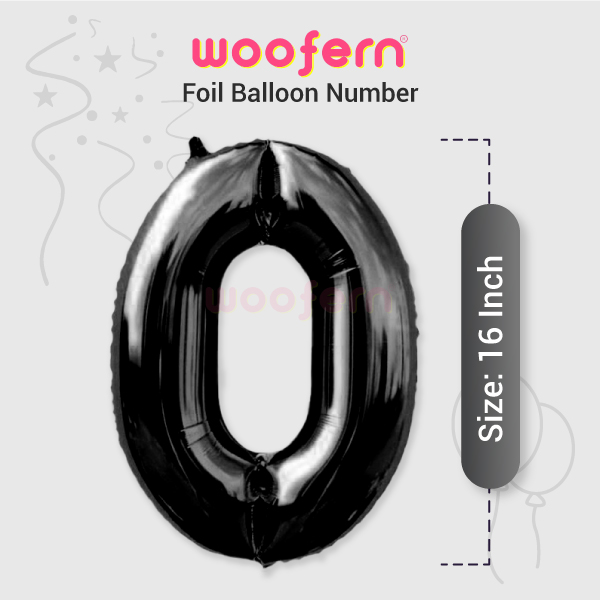 Black Foil Number Balloons 0 - 16  inch-2