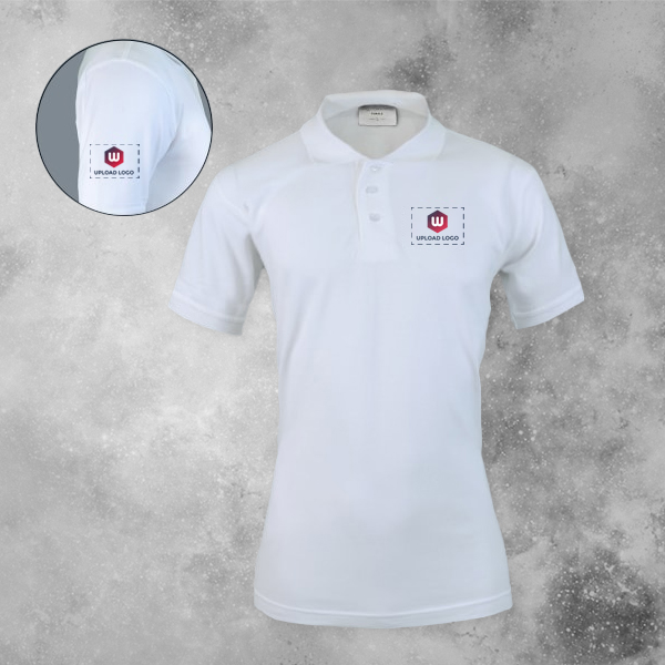 Embroidered Classic Polo T-shirt for Women White – Custom Logo Left Chest & Right Arm