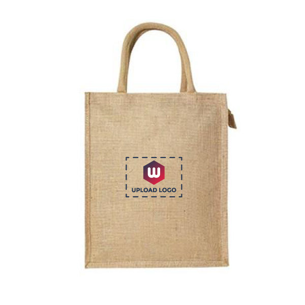 JUTELINE Eco-Friendly Jute Bag  with Zipper | Size - 16*12*5 inch-0
